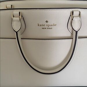 CLEAN* KATE SPADE cream leather satchel with detachable strap